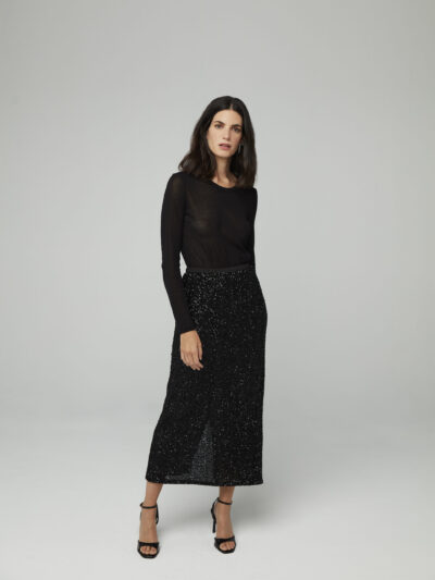 FALDA MIDI LENTEJUELA NEGRA